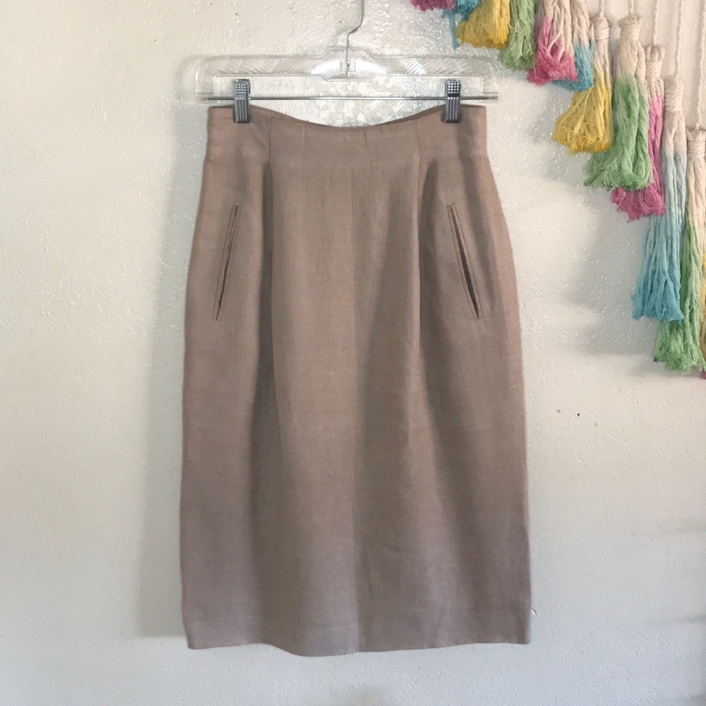 🥟VTG ANNE KLEIN hi waisted linen pencil skirt